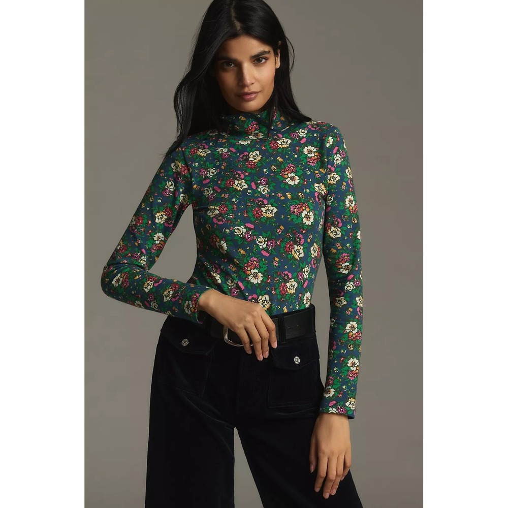 Maeve The Hailey Printed Turtleneck Long-Sleeve Tee